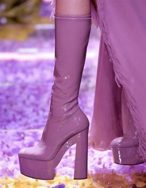 versace gogo boots purple|Versace high heel boots.